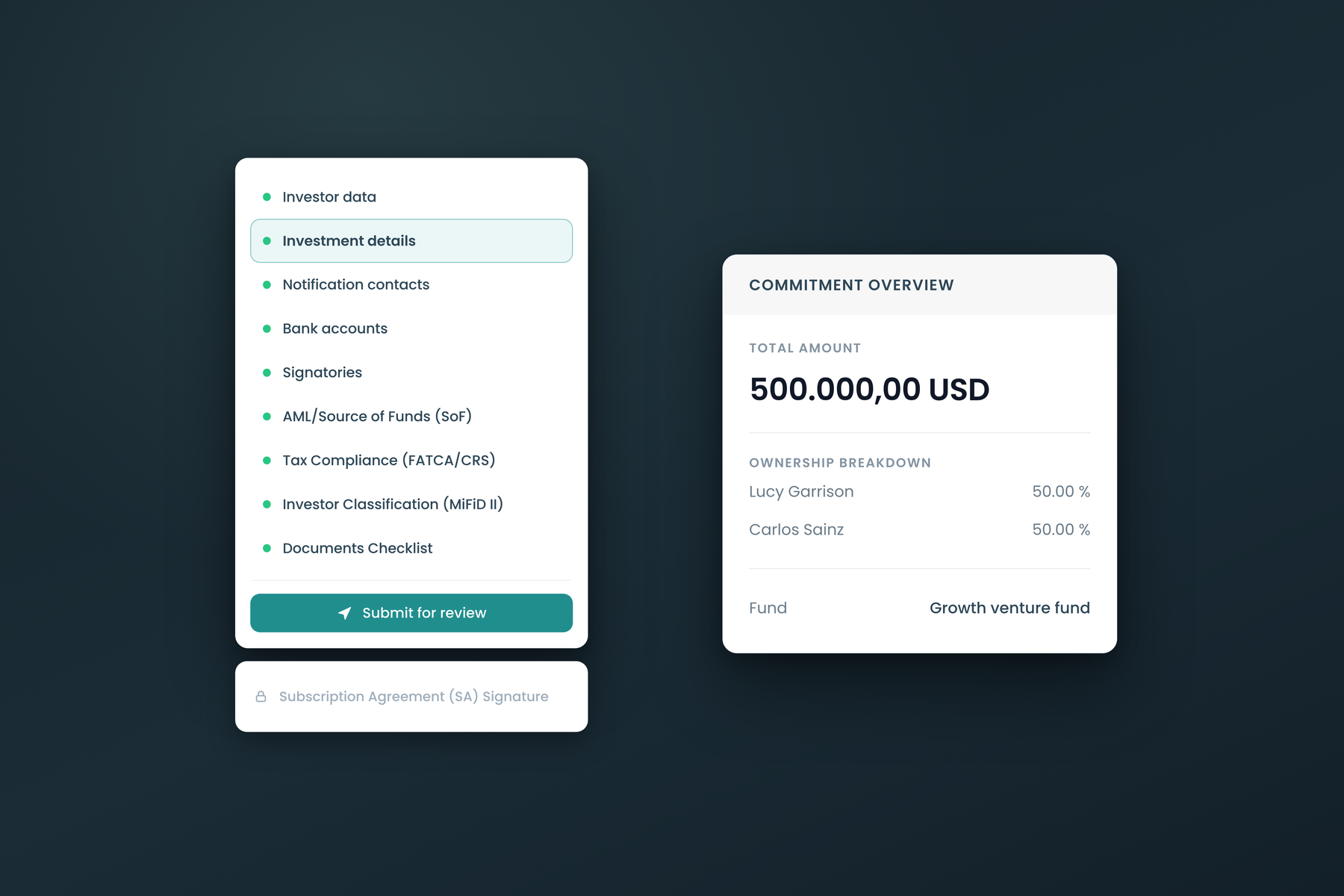 Investor onboarding in a regulated fund administration platform