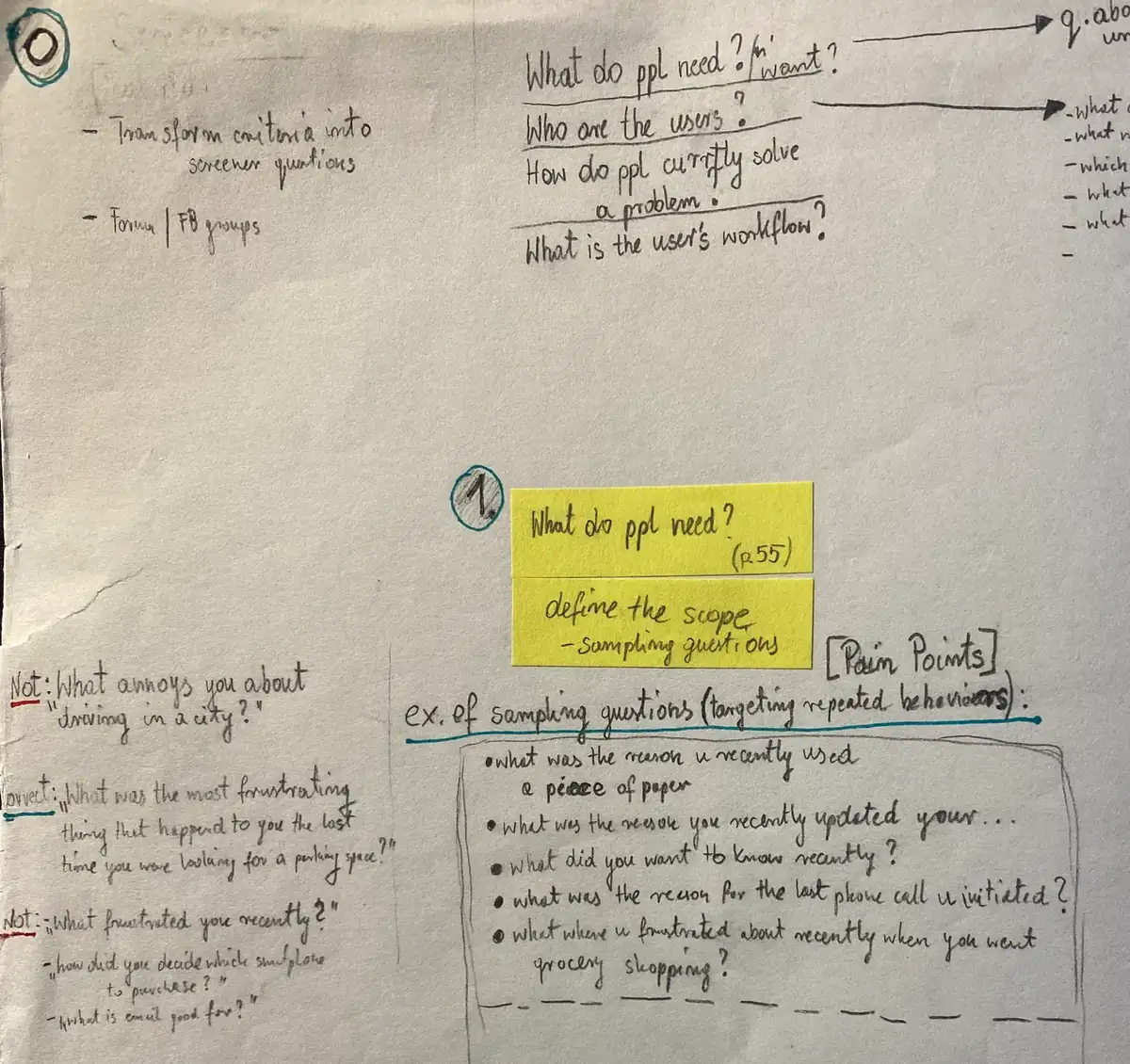 Kick-off workshop board: research questions and sampling questions